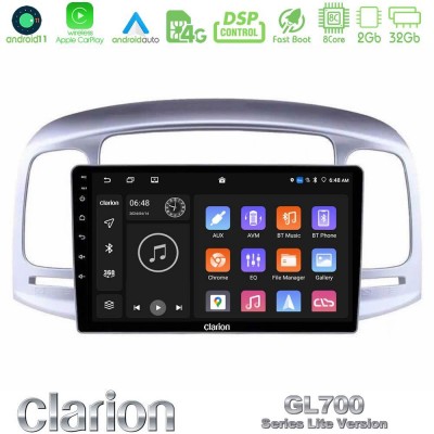 Clarion GL700 Lite Series 8Core Android11 2+32GB Hyundai Accent 2006-2011 Navigation Multimedia Tablet 9