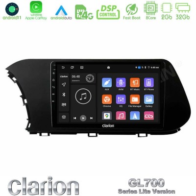 Clarion GL700 Lite Series 8Core Android11 2+32GB Hyundai i20 2021-2023 Navigation Multimedia Tablet 9