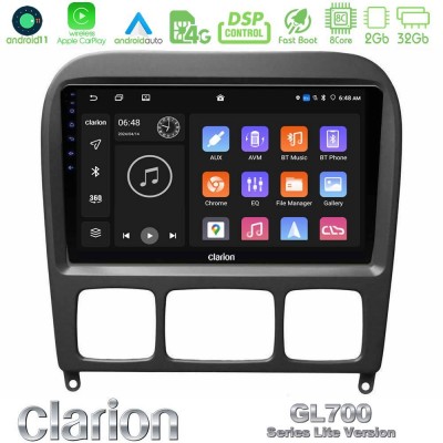 Clarion GL700 Lite Series 8Core Android11 2+32GB Mercedes S Class 1999-2004 (W220) Navigation Multimedia Tablet 9