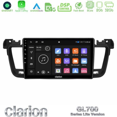 Clarion GL700 Lite Series 8Core Android11 2+32GB Peugeot 508 2010-2018 Navigation Multimedia Tablet 9