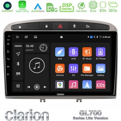 Clarion GL700 Lite Series 8Core Android11 2+32GB Peugeot 308/RCZ Navigation Multimedia Tablet 9