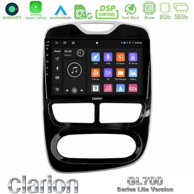 Clarion GL700 Lite Series 8Core Android11 2+32GB Renault Clio 2012-2016 Navigation Multimedia Tablet 10