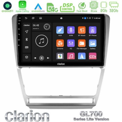 Clarion GL700 Lite Series 8Core Android11 2+32GB Skoda Octavia 5 Navigation Multimedia Tablet 10