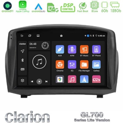 Clarion GL700 Lite Series 8Core Android11 6+128GB Ford Fiesta 2008-2012 Navigation Multimedia Tablet 9