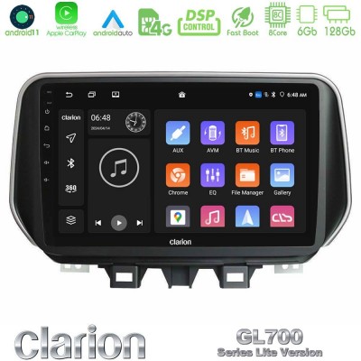 Clarion GL700 Lite Series 8Core Android11 6+128GB Hyundai ix35 Navigation Multimedia Tablet 10