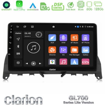 Clarion GL700 Lite Series 8Core Android11 6+128GB Mercedes C Class W204 Navigation Multimedia Tablet 9