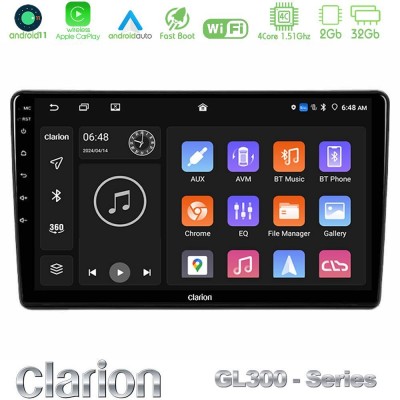 Clarion GL300 Series 4Core Android11 2+32GB Peugeot Partner / Citroën Berlingo 2008-2018 Navigation Multimedia Tablet 9