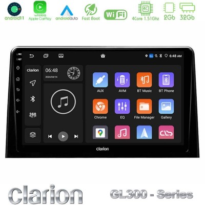 Clarion GL300 Series 4Core Android11 2+32GB Peugeot Partner / Citroën Berlingo 2020-> Navigation Multimedia Tablet 10