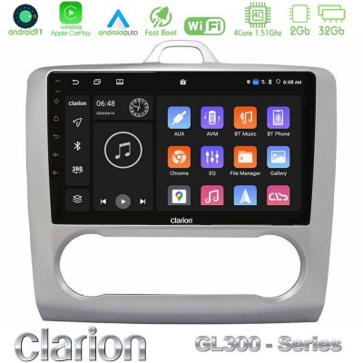 Clarion GL300 Series 4Core Android11 2+32GB Ford Focus Auto AC Navigation Multimedia Tablet 9