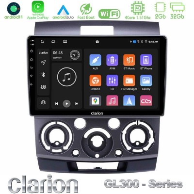 Clarion GL300 Series 4Core Android11 2+32GB Ford Ranger/Mazda BT50 Navigation Multimedia Tablet 9