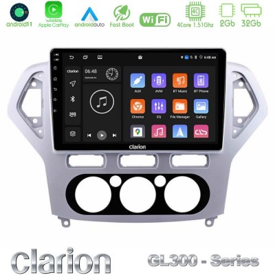 Clarion GL300 Series 4Core Android11 2+32GB Ford Mondeo 2007-2010 Manual A/C Navigation Multimedia Tablet 10