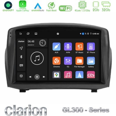 Clarion GL300 Series 4Core Android11 2+32GB Ford Fiesta 2008-2012 Navigation Multimedia Tablet 9