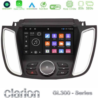 Clarion GL300 Series 4Core Android11 2+32GB Ford Kuga/C-Max 2013-2019 Navigation Multimedia Tablet 9