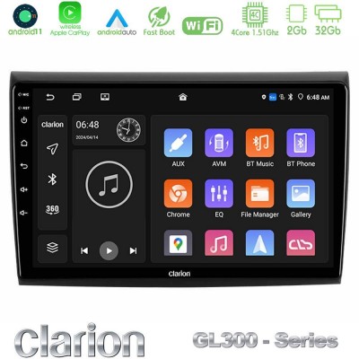 Clarion GL300 Series 4Core Android11 2+32GB Fiat Bravo Navigation Multimedia Tablet 9