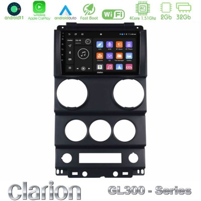 Clarion GL300 Series 4Core Android11 2+32GB Jeep Wrangler 2008-2010 Navigation Multimedia Tablet 9