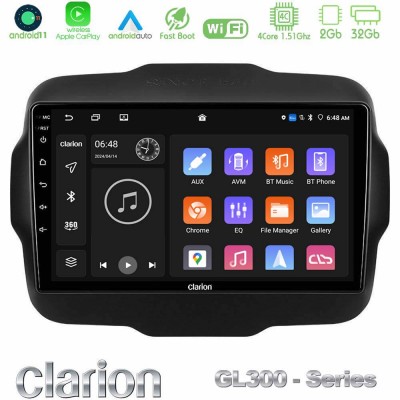 Clarion GL300 Series 4Core Android11 2+32GB Jeep Renegade 2015-2019 Navigation Multimedia Tablet 9