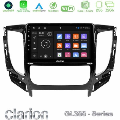 Clarion GL300 Series 4Core Android11 2+32GB Mitsubishi L200 2016-> & Fiat Fullback (Auto A/C) Navigation Multimedia Tablet 9