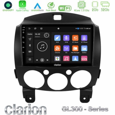 Clarion GL300 Series 4Core Android11 2+32GB Mazda 2 2008-2014 Navigation Multimedia Tablet 9