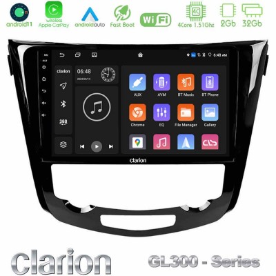 Clarion GL300 Series 4Core Android11 2+32GB Nissan Qashqai J11 (AUTO A/C) Navigation Multimedia Tablet 10