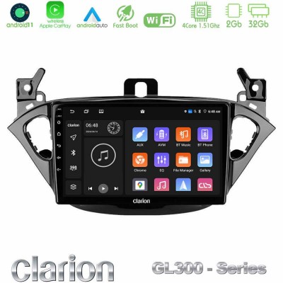 Clarion GL300 Series 4Core Android11 2+32GB Opel Corsa E/Adam Navigation Multimedia Tablet 9