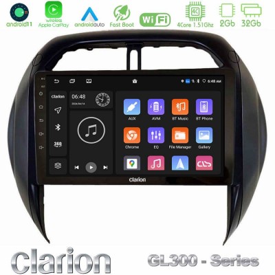 Clarion GL300 Series 4Core Android11 2+32GB Toyota RAV4 2001-2005 (Auto A/C) Navigation Multimedia Tablet 9