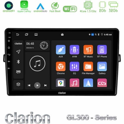 Clarion GL300 Series 4Core Android11 2+32GB Toyota Auris Navigation Multimedia Tablet 10