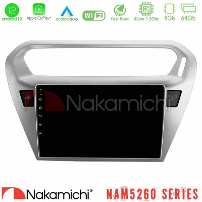 Nakamichi NAM5260 Series 4Core Android12 4+64GB Citroën C-Elysée / Peugeot 301 Navigation Multimedia Tablet 9