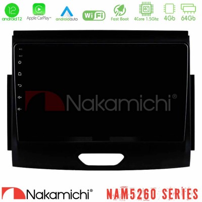 Nakamichi NAM5260 Series 4Core Android12 4+64GB Ford Ranger 2017-2022 Navigation Multimedia Tablet 9