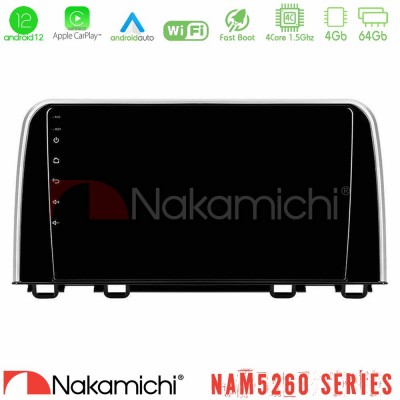 Nakamichi NAM5260 Series 4Core Android12 4+64GB Honda CR-V 2019-> Navigation Multimedia Tablet 10