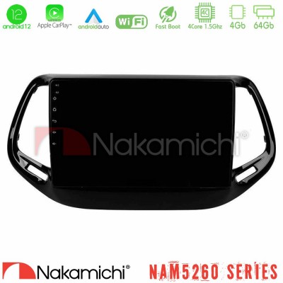 Nakamichi NAM5260 Series 4Core Android12 4+64GB Jeep Compass 2017> Navigation Multimedia Tablet 10