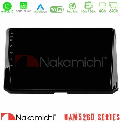 Nakamichi NAM5260 Series 4Core Android12 4+64GB Toyota Corolla 2019-2022 Navigation Multimedia Tablet 9