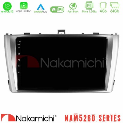 Nakamichi NAM5260 Series 4Core Android12 4+64GB Toyota Avensis T27 Navigation Multimedia Tablet 9